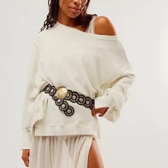 Free People We the Free Camden sweatshirt  off white - Small - Picture 2 of 10